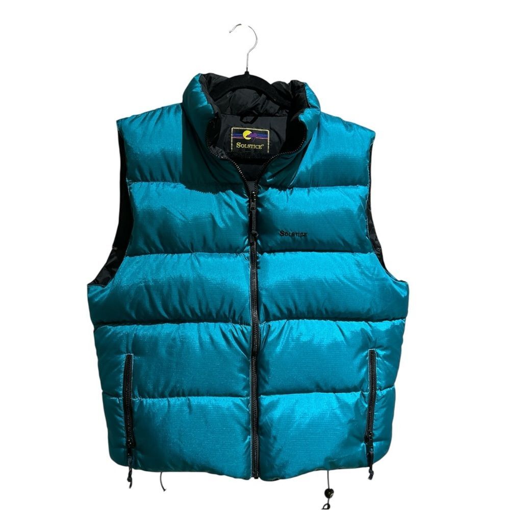 VTG Solstice Teal Goose Down Puffer Vest Large - Retro Gorpcore Outerwear